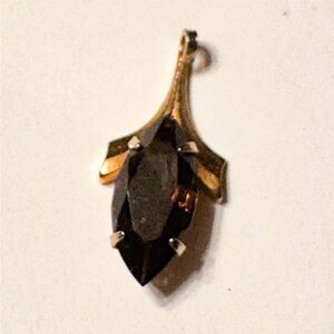 Vintage 14k Gold Filled Stamped Marquis Cut Smoky Quartz Pendant - 1”
